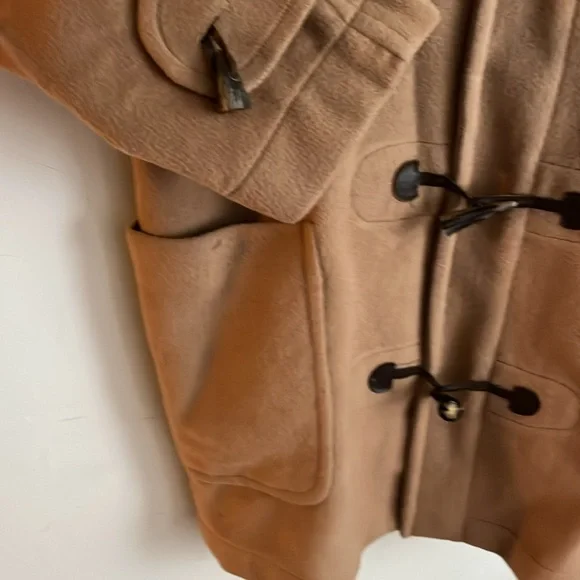 Burberry Vintage Wool Hooded Duffle Coat Beige Sz Small